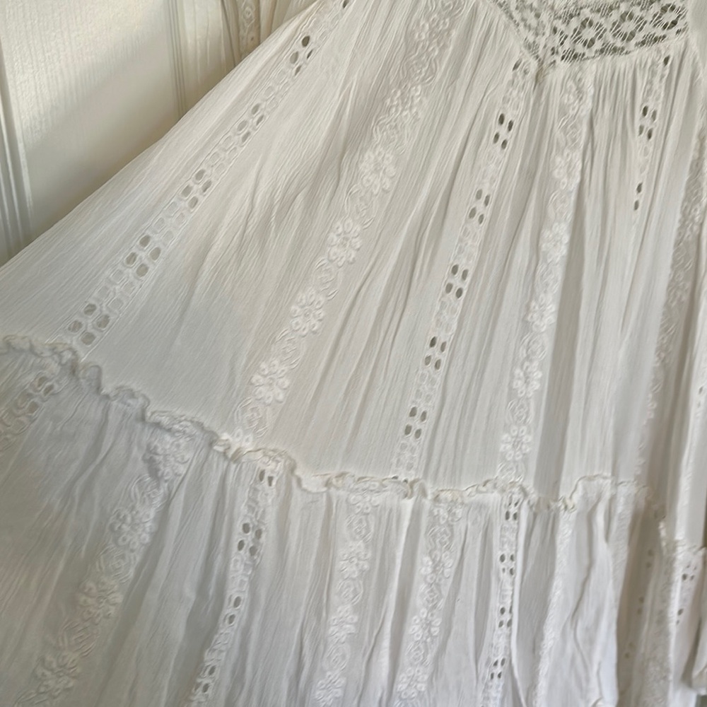 Free People Cream Asymmetrical Ruffled Tunic - Picture 3 of 4